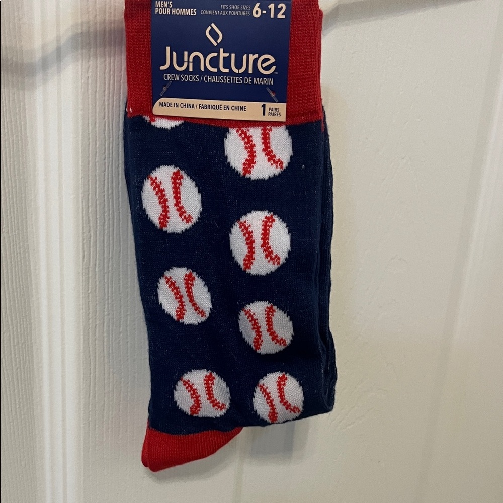 Juncture Men's Red and Blue Baseball Crew Socks